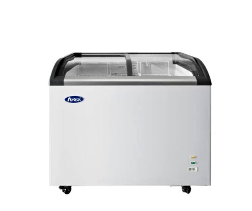 OPEN BOX Atosa Angled Curved Glass Top Chest Freezer – Model MMF9110 – $1,100 — Used commercial restaurant equipment for sale